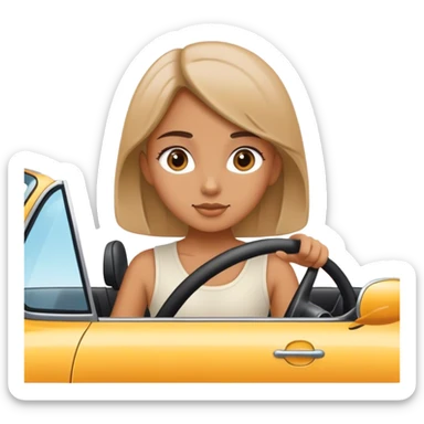 Girl driving a cute car sticker