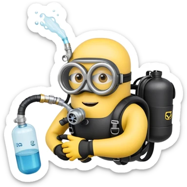 Scuba diver minion sticker