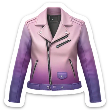 Realistic pastel pink to pastel purple ombre open fashion leather jacket. sticker