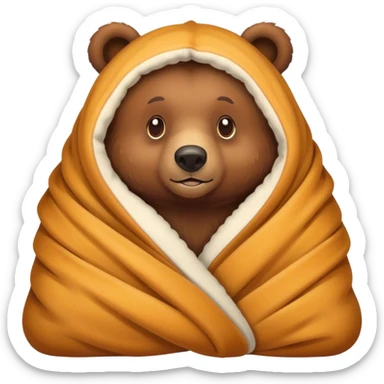 bear cozy in blanket sticker