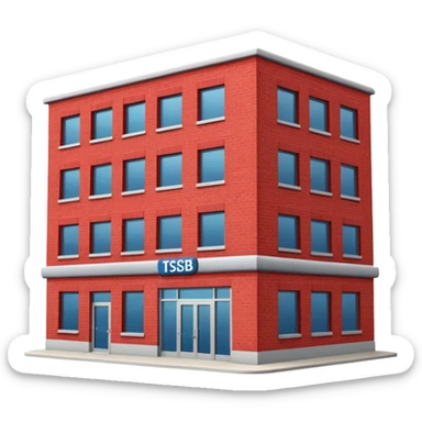 A red building with "TSB" on the top running the banking business sticker