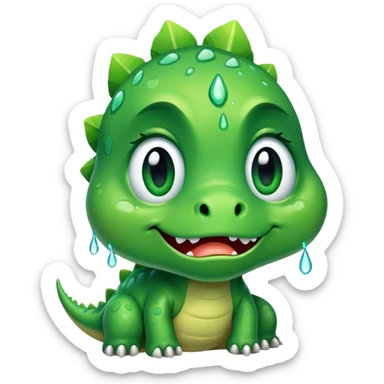Crying dinosaur with tears sticker