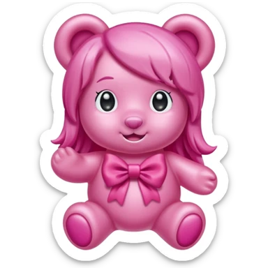 gummy bear with long hair and a hairbow sticker