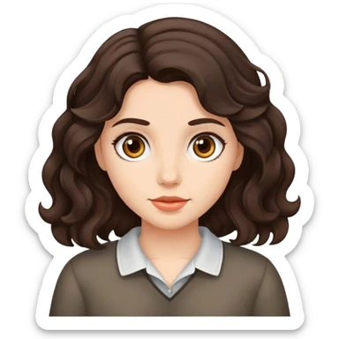 Girl with dark brown wavy hair sticker