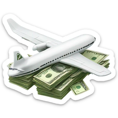 stack of money with airplane wings instead of bird wings sticker