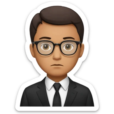 رجل يرتدي نظارات وبذلة رسمية سوداء بالكامل حتى ربطة العنق كانه عميل fbi sticker