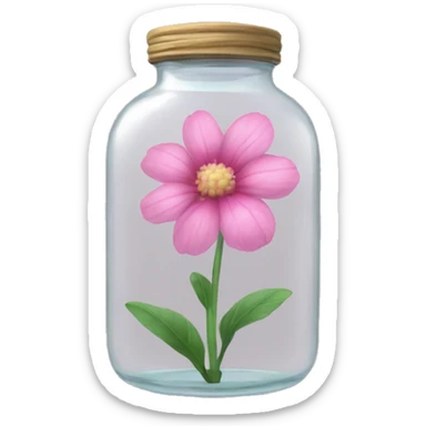 Realistic pink flower in a transparent jar sticker