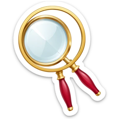 Jewelry art icon, golden ring with a ruby viewed through a magnifying glass, visible pliers beside it, minimalistic style, clean lines, transparent background. sticker