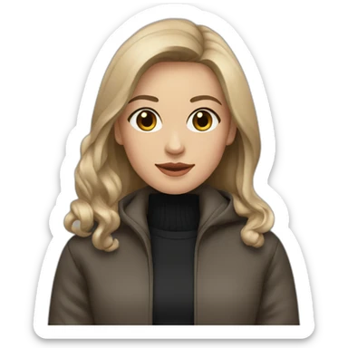 My girlfriend in a My brunette girlfriend in a black coat and beige sweatshirt sticker