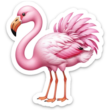 White flamingo pooping sticker