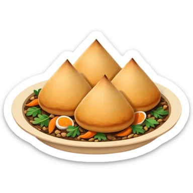 Uzbek cuisine humanless avatar in bright illustration. Classic dishes like plov and samsa, warm golden and earthy tones, simple shapes, flat design, high contrast, friendly and appetizing. sticker