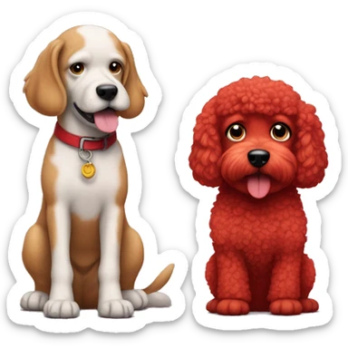 CLIFFORD RED DOG with tiny poodle sticker