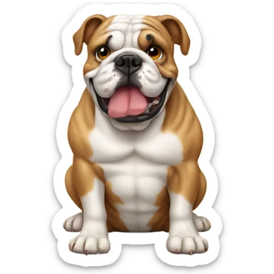 English bulldog with a bone sticker