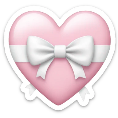 Pastel pink heart with white bow sticker