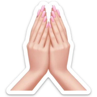 praying hands emoji with light pink acrylic nails sticker