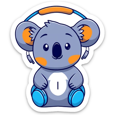 cute koala with headphones singing sticker