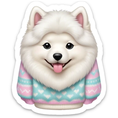 cute 
Samoyed tongue hanging out sitting 
 in a cute pastel sweater sticker
