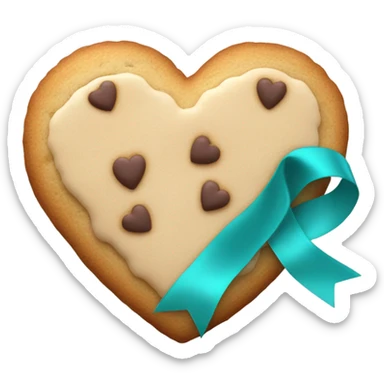 Cookie heart with teal purple ribbon loop sticker