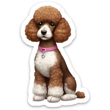 multi - colored brown and white mini poodle with teddy bear haircut sticker