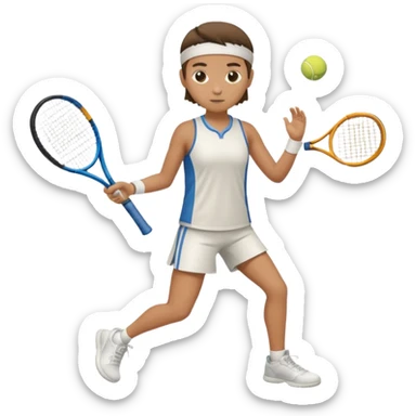 High resolution full body of a tennis player with just a one racket  sticker