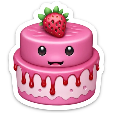  pink runny gooey strawberry jam kawaii cake monster sticker
