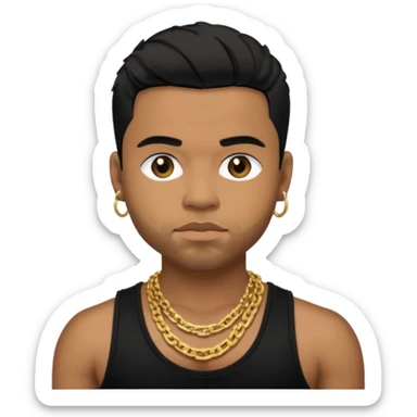 Raz B medium dark skin, black hair, black tank top with necklace sticker