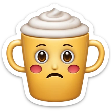 Create an emoji of a coffee cup ☕ with dark circles under its eyes, looking more tired than the drinker. sticker