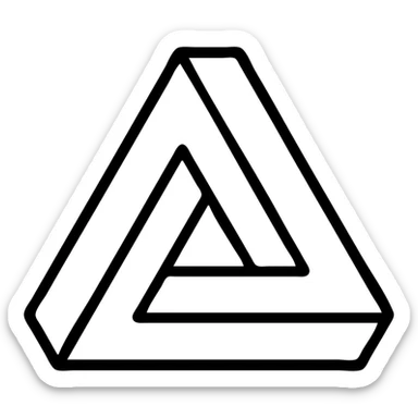 black Penrose triangle, minimal, geometric, no fill, bold black outline sticker