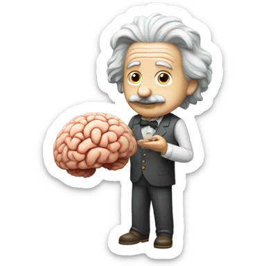 albert einstein holding brain in his hands sticker