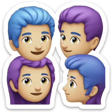 The emoji with the combination of blue and purple color should be circular and three-dimensional, and the background should be white. The word OfferPersian is written in the middle sticker