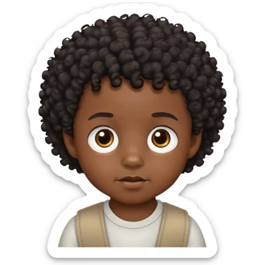 toddler boy face, African eyes, dark skin, black curly hair sticker