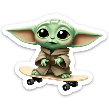 Baby yoda skateboarding sticker