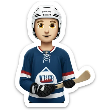 young white boy hockey  sticker