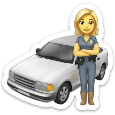 Julia-rubia-encima-de-un-coche-de-polica sticker