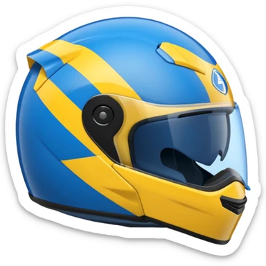 emoji capacete de moto azul (use a cor no HEX/HTML #1440FF) e com detalhes amarelo (use a cor no HEX/HTML #FFA814), com maior predominância no azul  sticker