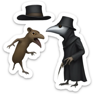 plague doctor holding a rat sticker