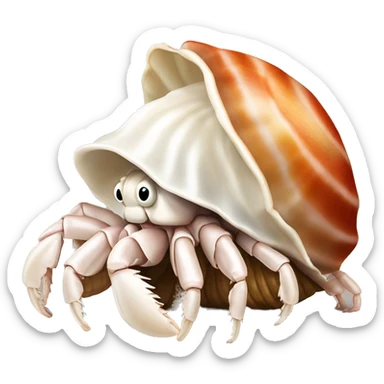 hermit crab with white conch shell sticker