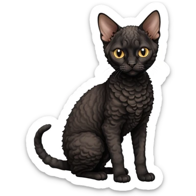 Black Devon Rex cat sticker