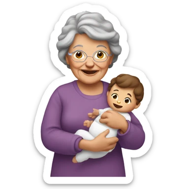 grandma with brown hair; holding baby  sticker
