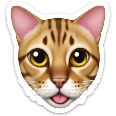 Brazen bengal cat muzzle shows his tongue big sticker