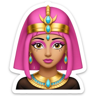 pink Cleopatra, Egyptian pharaoh with headdress and eyeliner sticker