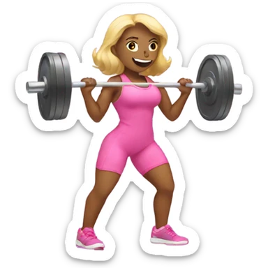 women in pink weight lifting sticker