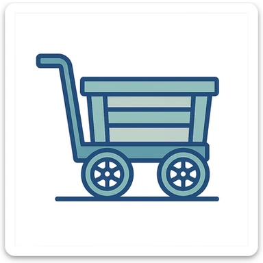 green cart, 2D flat style, simple, clear sticker