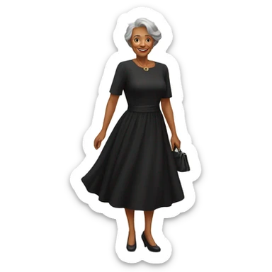 demure black dress full length selfie of older woman sticker
