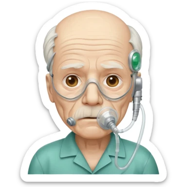 old man with simple ambulance oxygen mask  sticker