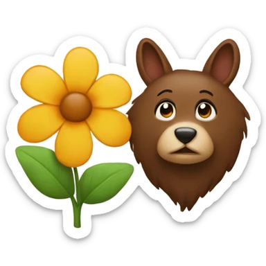 Brown hear and flower sticker