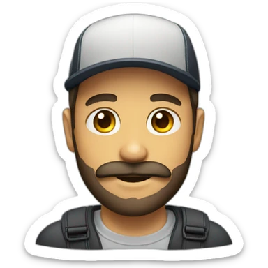 A guy in a cap with a beard and mustache smiles sticker