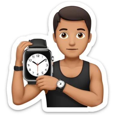 man wearing a black strap watch sticker