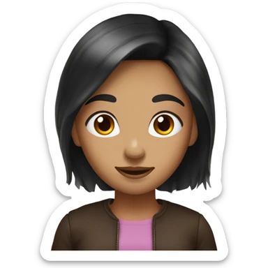 girl with dark hair with a dagdanuge brown do sticker