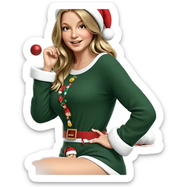 smiling girl in christmas hat sticker